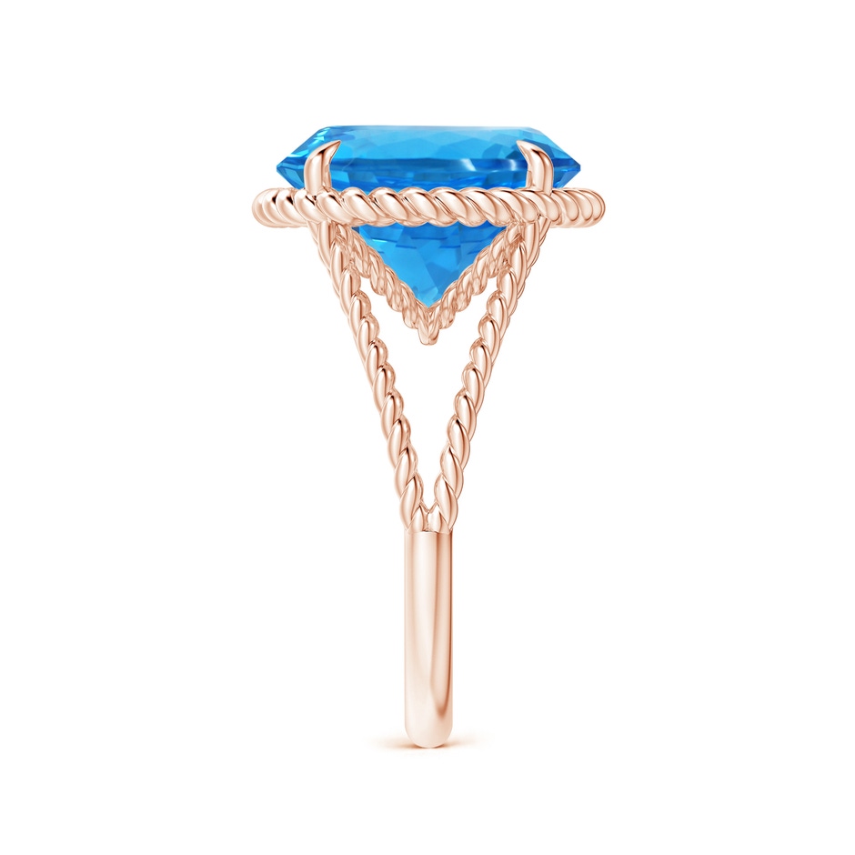 13.08x13.01x8.64mm AAAA GIA Certified Swiss Blue Topaz Twist Rope Split Shank Ring in 18K Rose Gold side 399