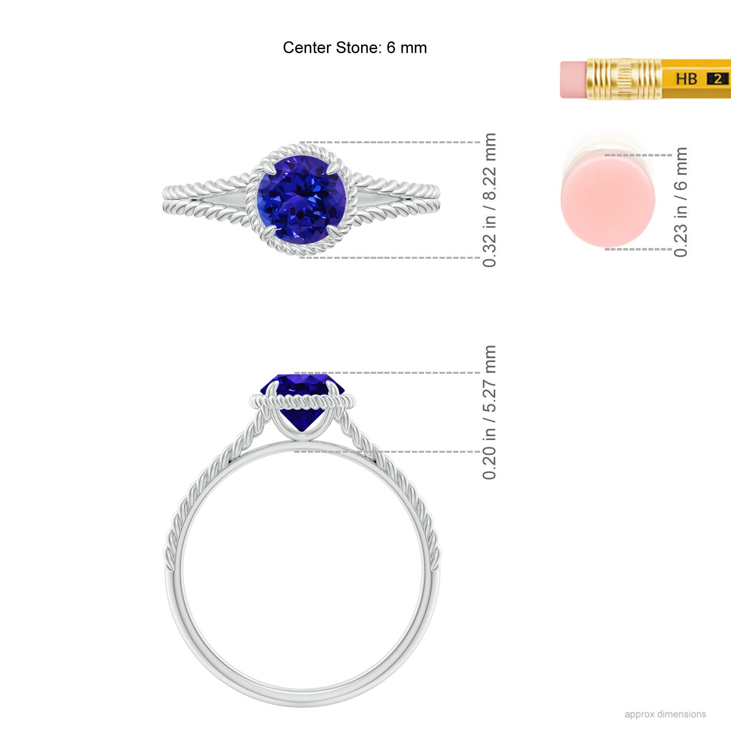 AAAA - Tanzanite / 0.9 CT / 14 KT White Gold