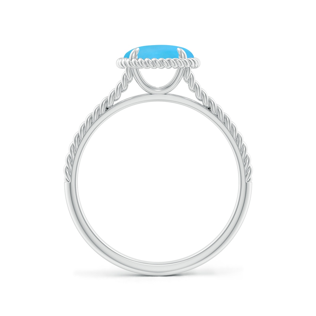 7mm AAA Turquoise Twist Rope Split Shank Ring in White Gold Side-1