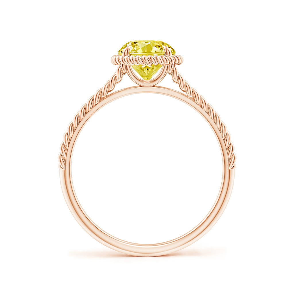 6.4mm AAAA Fancy Intense Yellow Diamond Twist Rope Split Shank Ring in Rose Gold - side 199