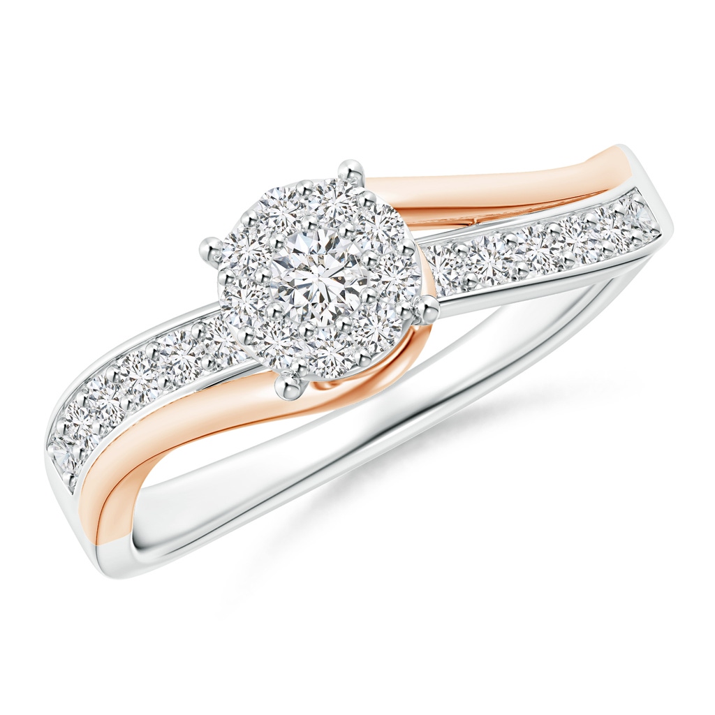 2.7mm HSI2 Diamond Clustre Bypass Ring in Two Tone Gold in White Gold Rose Gold