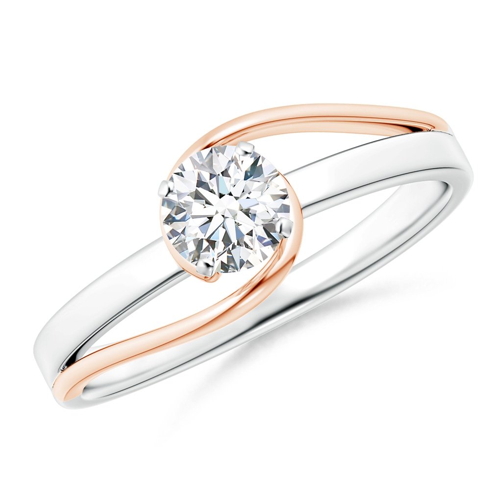 5.1mm GVS2 Solitaire Diamond Split Bypass Two Tone Ring in White Gold Rose Gold