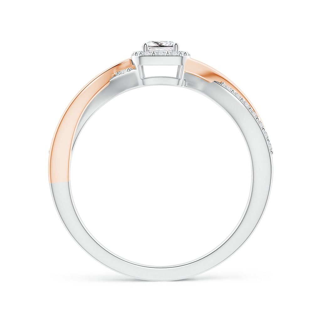 3mm HSI2 Princess-Cut Diamond Halo Crossover Ring in Two Tone Gold in White Gold Rose Gold Product Image