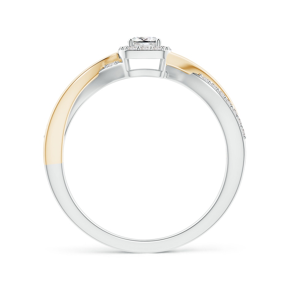 3mm IJI1I2 Princess-Cut Diamond Halo Crossover Ring in Two Tone Gold in White Gold Yellow Gold product image