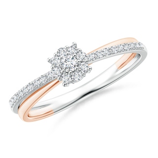 2.2mm GVS2 Diamond Halo Crossover Ring in Two Tone Gold in White Gold Rose Gold