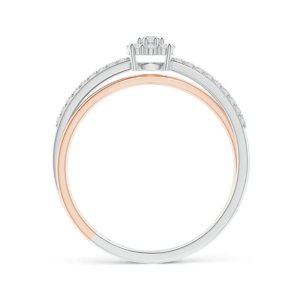 2.2mm HSI2 Diamond Halo Crossover Ring in Two Tone Gold in White Gold Rose Gold Product Image