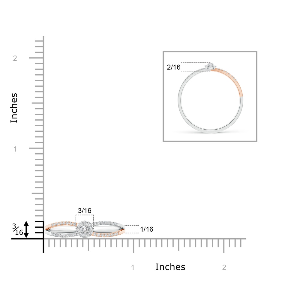 1.7mm HSI2 Split Shank Diamond Halo Ring in Two Tone Gold in White Gold Rose Gold product image