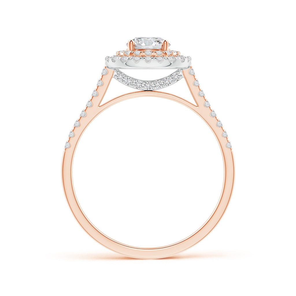 5.1mm HSI2 Double Halo Diamond Cathedral Ring in Two Tone Gold in Rose Gold White Gold Product Image