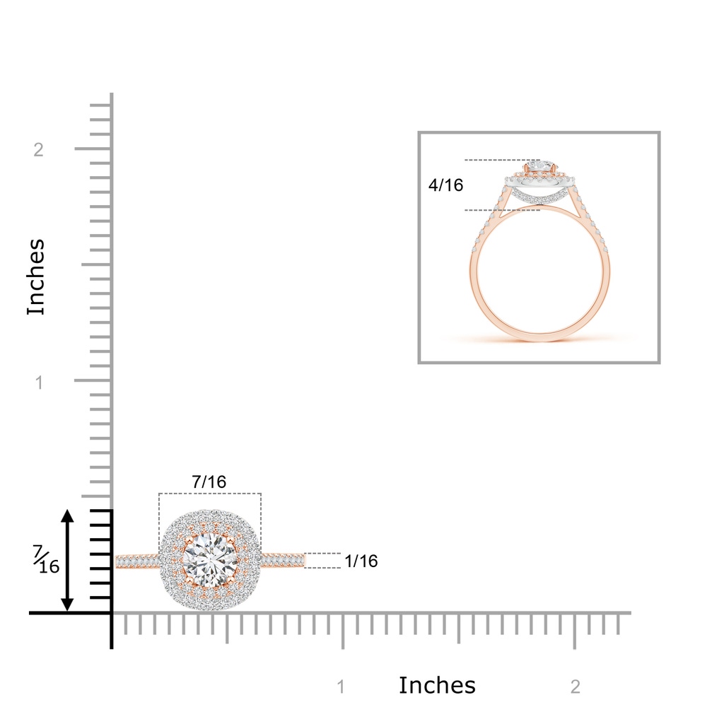 5.1mm HSI2 Double Halo Diamond Cathedral Ring in Two Tone Gold in Rose Gold White Gold Product Image