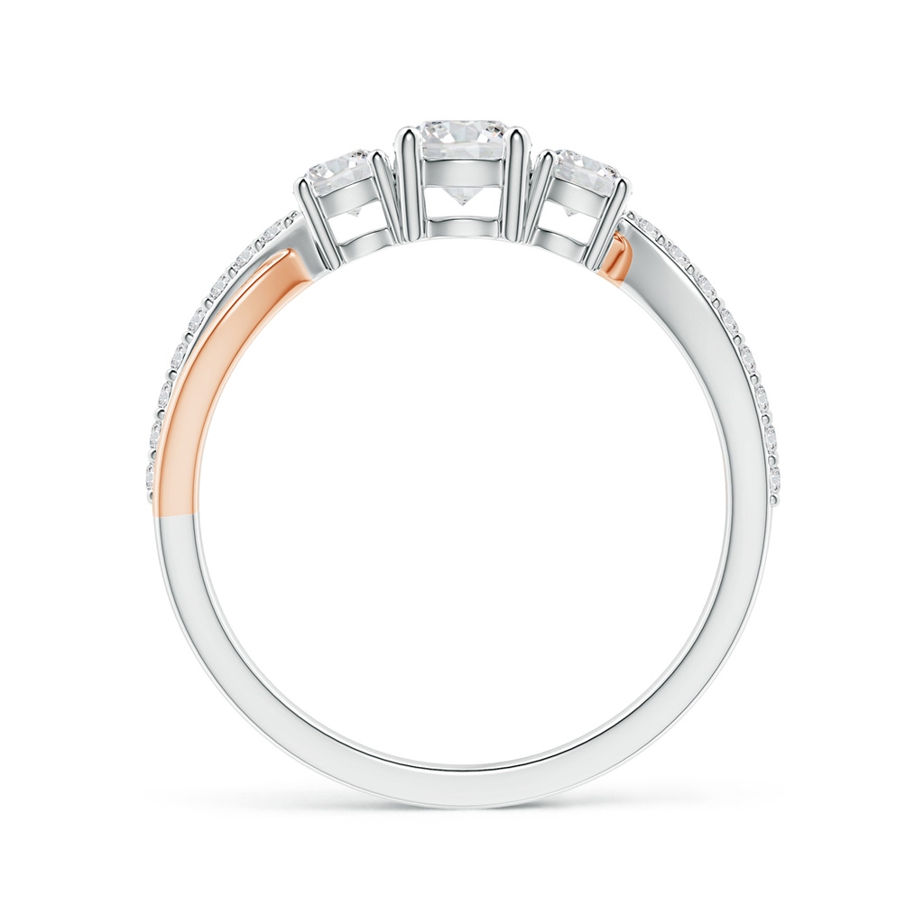4.5mm HSI2 Three Stone Diamond Crossover Ring in Two Tone Gold in White Gold Rose Gold Product Image