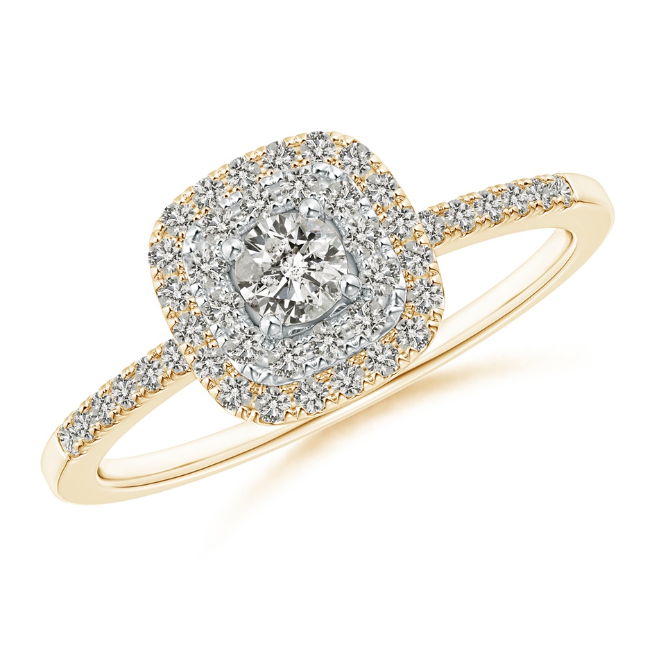 3.4mm KI3 Double Cushion Halo Diamond Ring in Two Tone Gold in Yellow Gold White Gold 