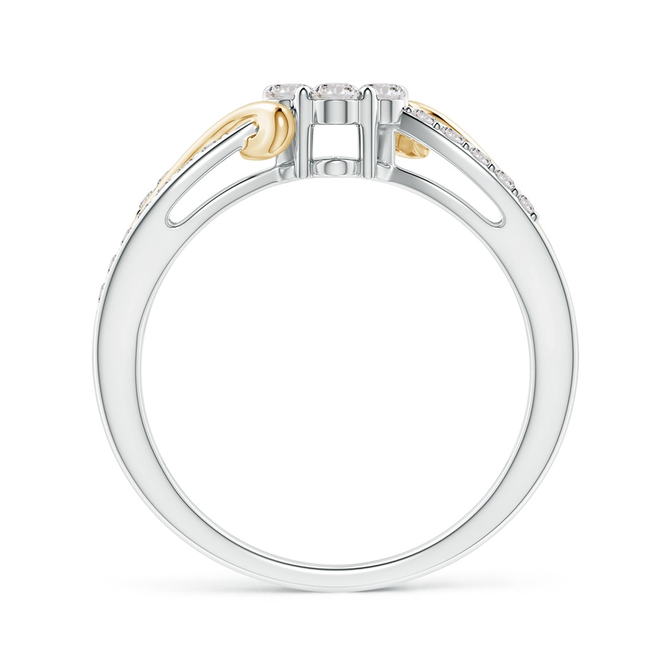 2.2mm IJI1I2 Diamond Flower Cluster Two Tone Bypass Ring in White Gold Yellow Gold side-1
