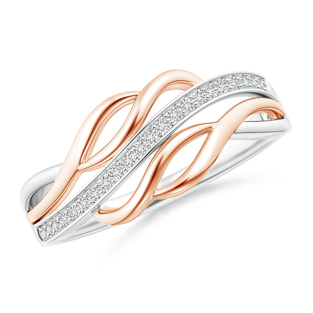 1mm HSI2 Pavé Set Diamond Two Tone Swirl Ring in White Gold Rose Gold 