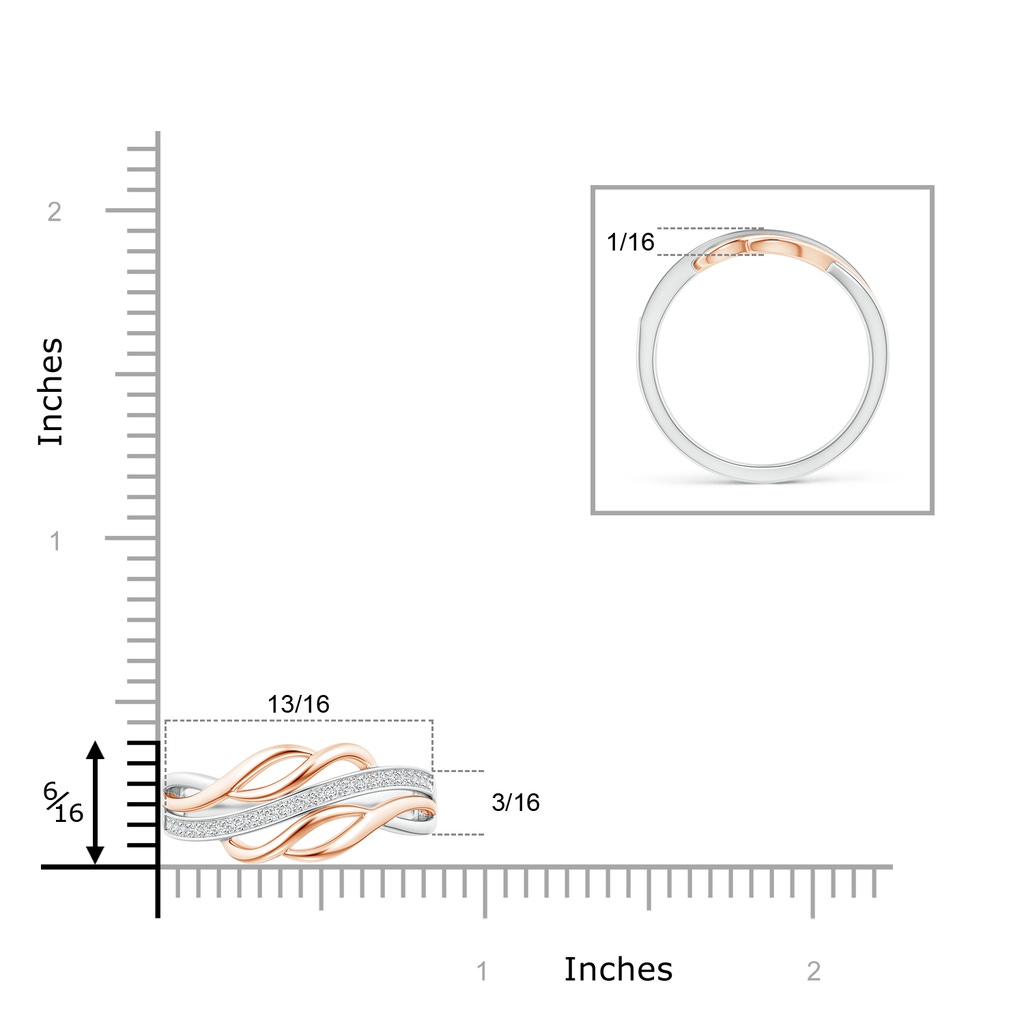 1mm HSI2 Pavé Set Diamond Two Tone Swirl Ring in White Gold Rose Gold Product Image