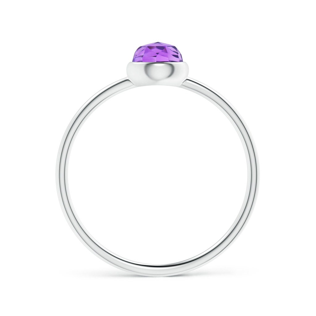 5mm AAA Bezel Set Round Amethyst Stackable Ring in 10K White Gold Product Image