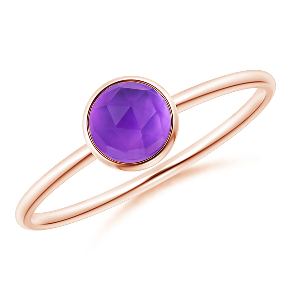 5mm AAA Bezel Set Round Amethyst Stackable Ring in Rose Gold 