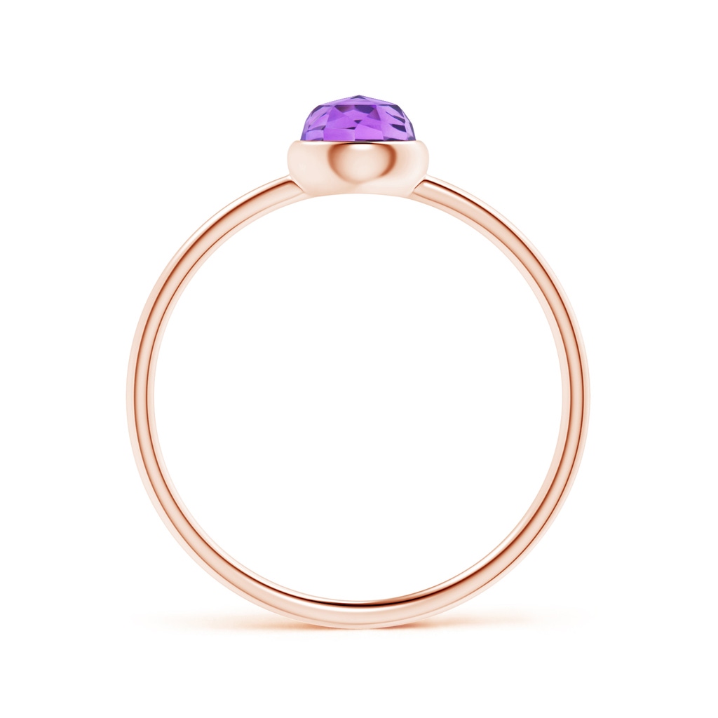 5mm AAA Bezel Set Round Amethyst Stackable Ring in Rose Gold Side-1