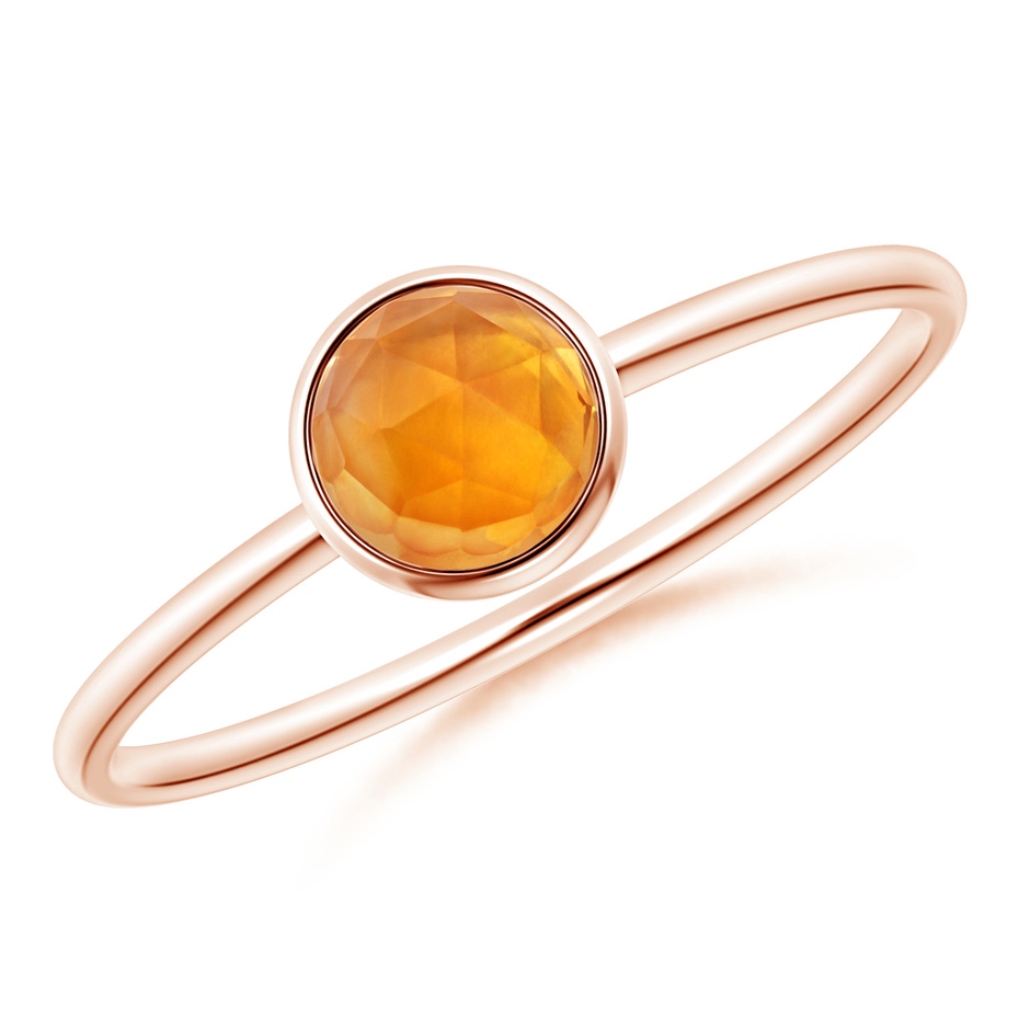 5mm AAA Bezel Set Round Citrine Stackable Ring in Rose Gold 
