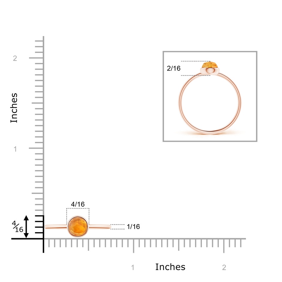5mm AAA Bezel Set Round Citrine Stackable Ring in Rose Gold product image
