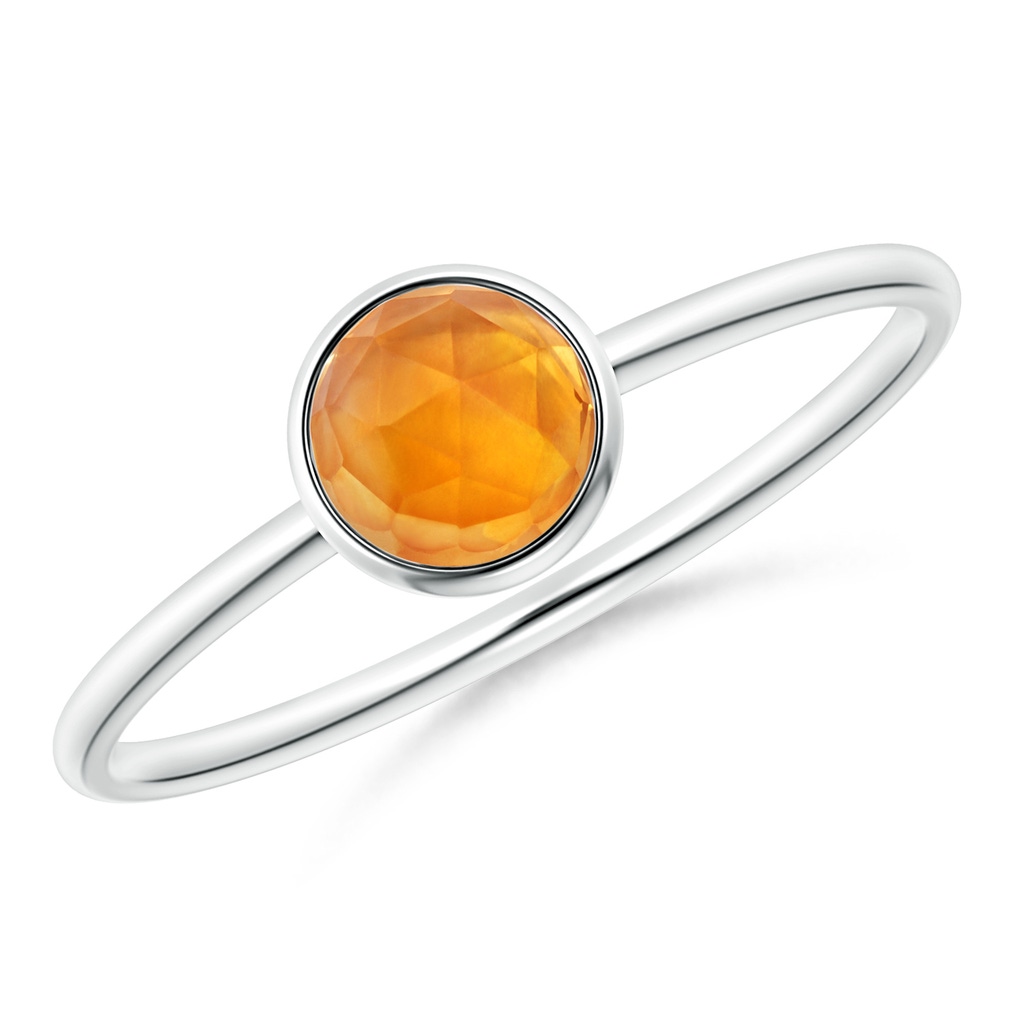 5mm AAA Bezel Set Round Citrine Stackable Ring in S999 Silver