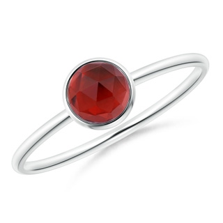 5mm AAA Bezel Set Round Garnet Stackable Ring in 9K White Gold