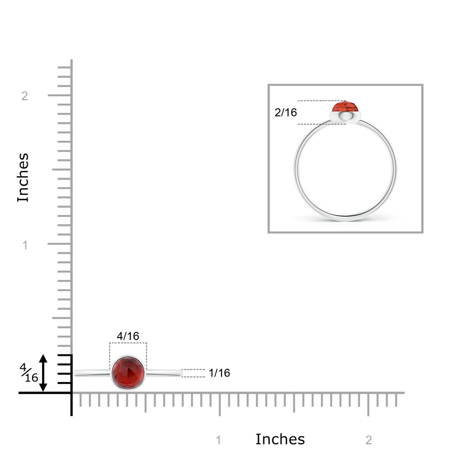 5mm AAA Bezel Set Round Garnet Stackable Ring in S999 Silver product image