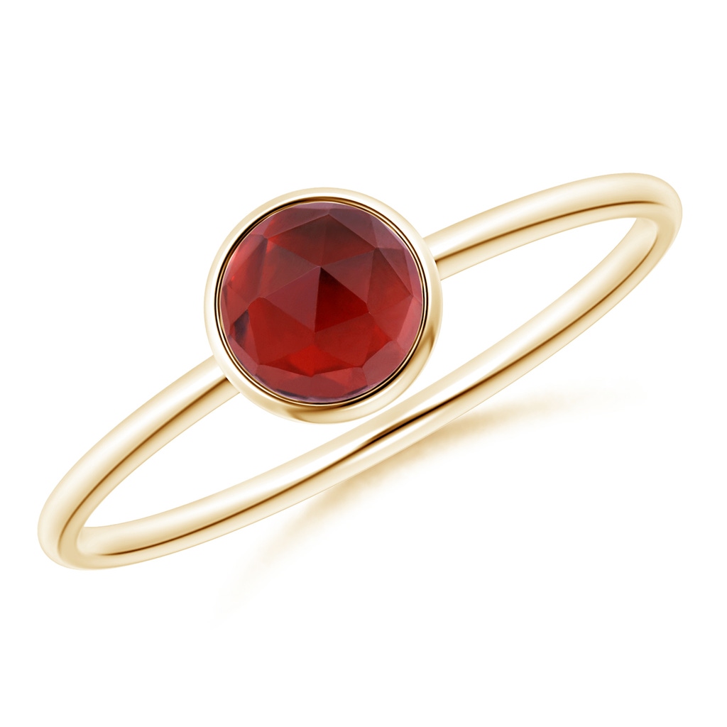 5mm AAA Bezel Set Round Garnet Stackable Ring in Yellow Gold