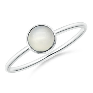 5mm AAA Bezel Set Round Moonstone Stackable Ring in White Gold