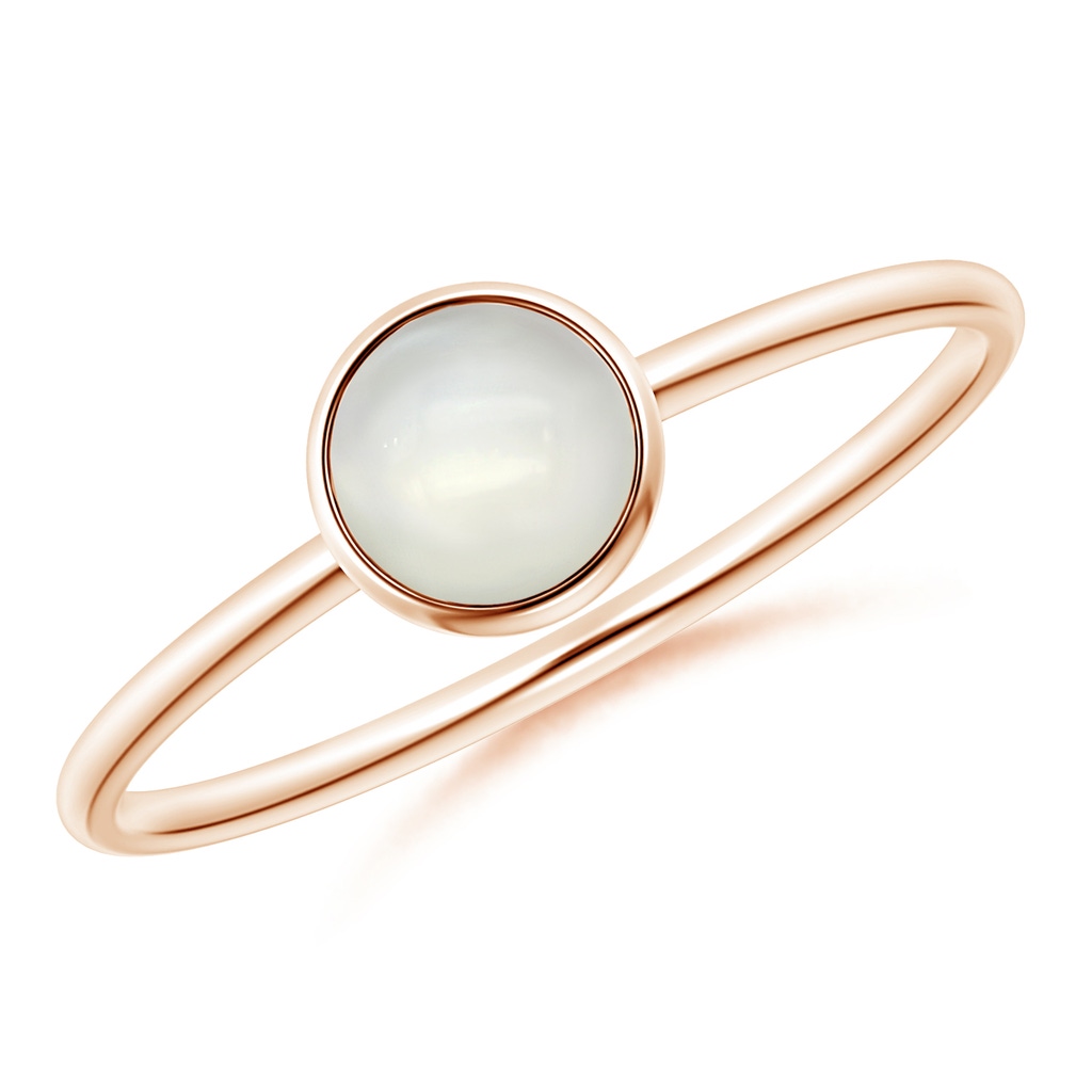 5mm AAAA Bezel Set Round Moonstone Stackable Ring in Rose Gold