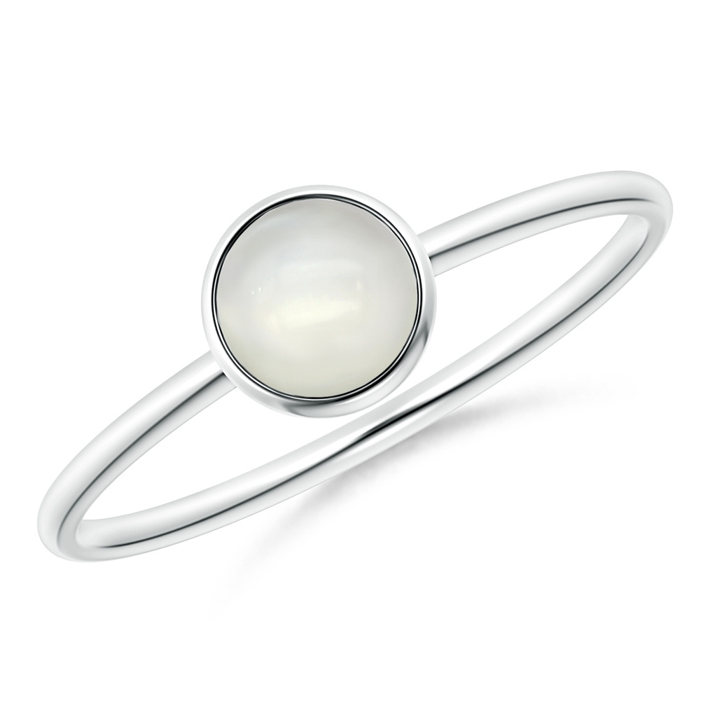5mm AAAA Bezel Set Round Moonstone Stackable Ring in S999 Silver