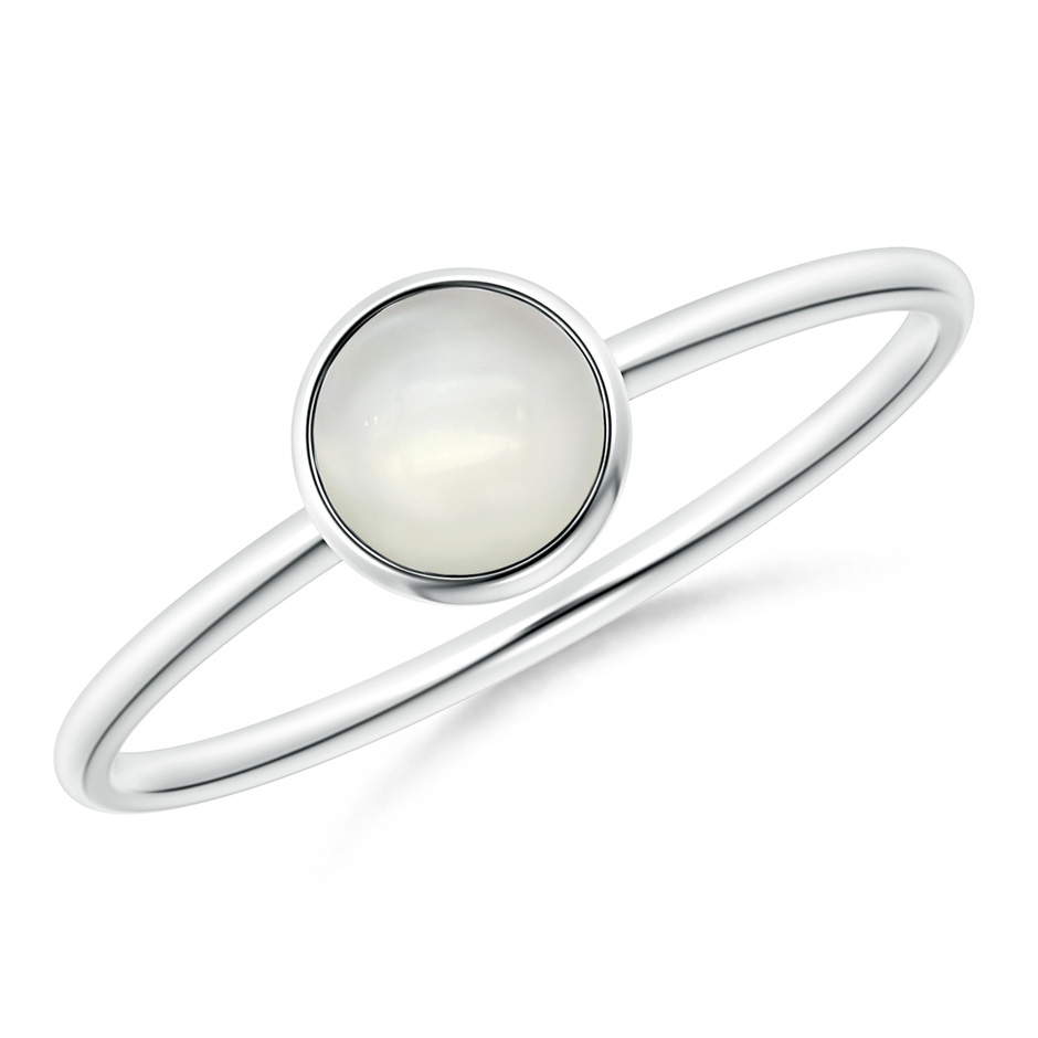 5mm AAAA Bezel Set Round Moonstone Stackable Ring in S999 Silver 