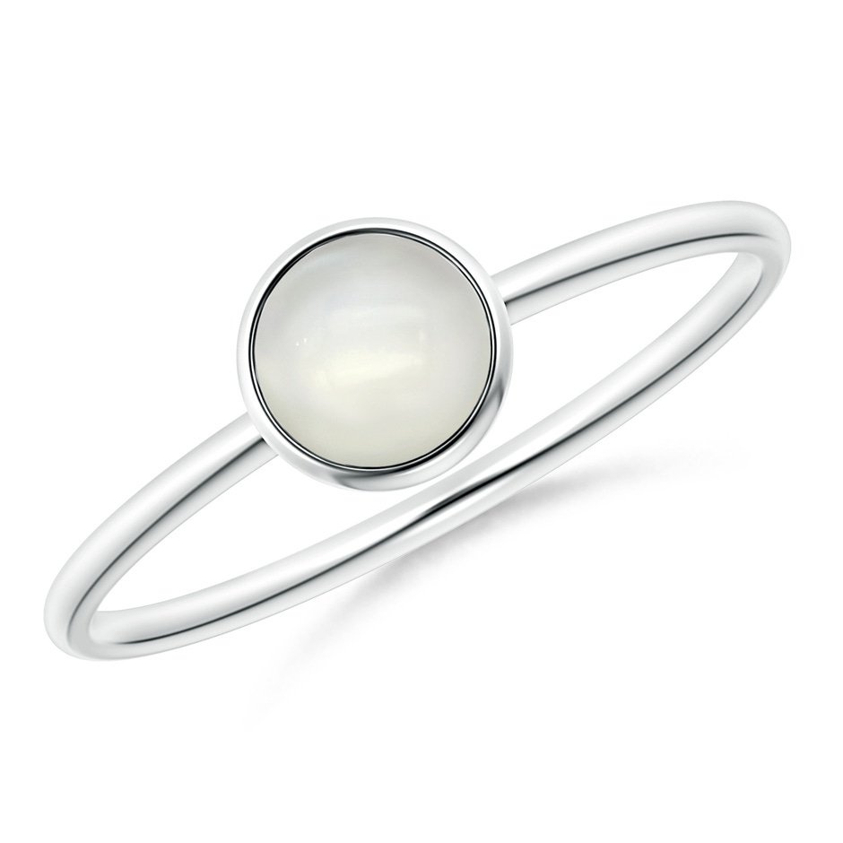 5mm AAAA Bezel Set Round Moonstone Stackable Ring in White Gold 