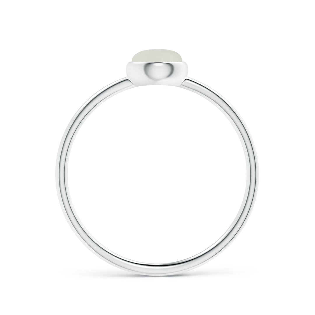 5mm AAAA Bezel Set Round Moonstone Stackable Ring in White Gold - side 1