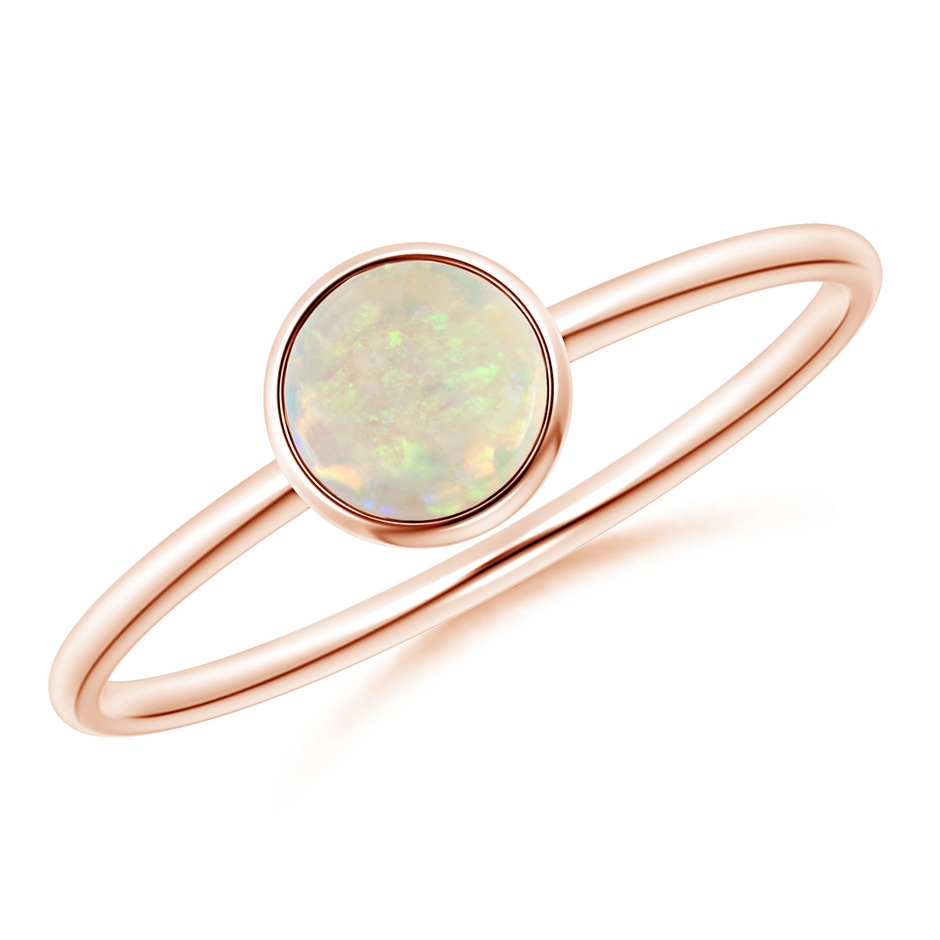5mm AAA Bezel Set Round Opal Stackable Ring in Rose Gold 