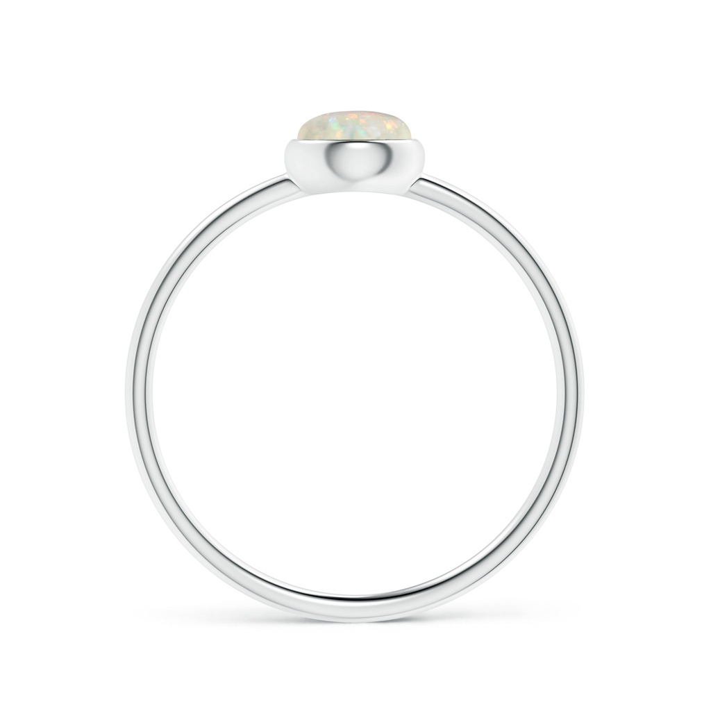 5mm AAA Bezel Set Round Opal Stackable Ring in White Gold Side-1