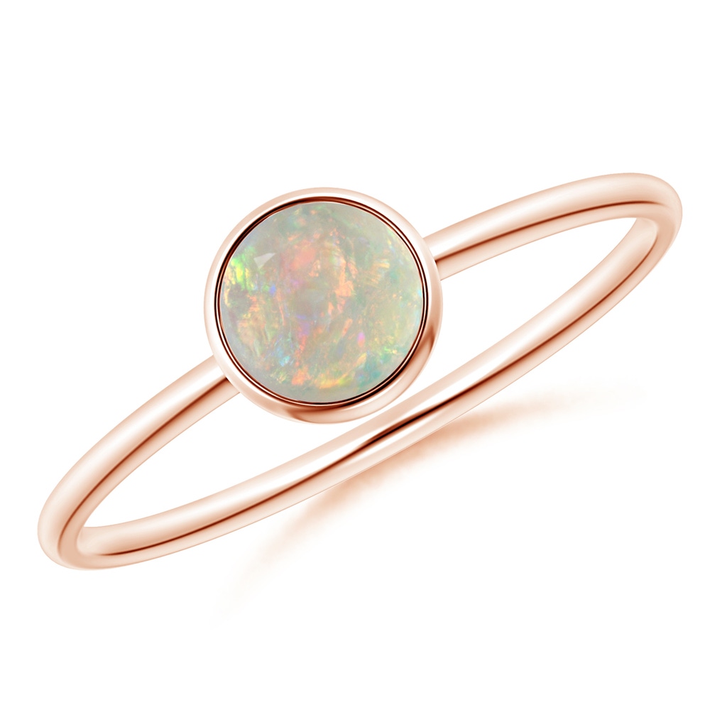 5mm AAAA Bezel Set Round Opal Stackable Ring in Rose Gold