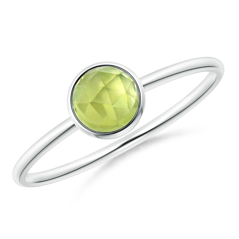 5mm AAA Bezel Set Round Peridot Stackable Ring in S999 Silver 