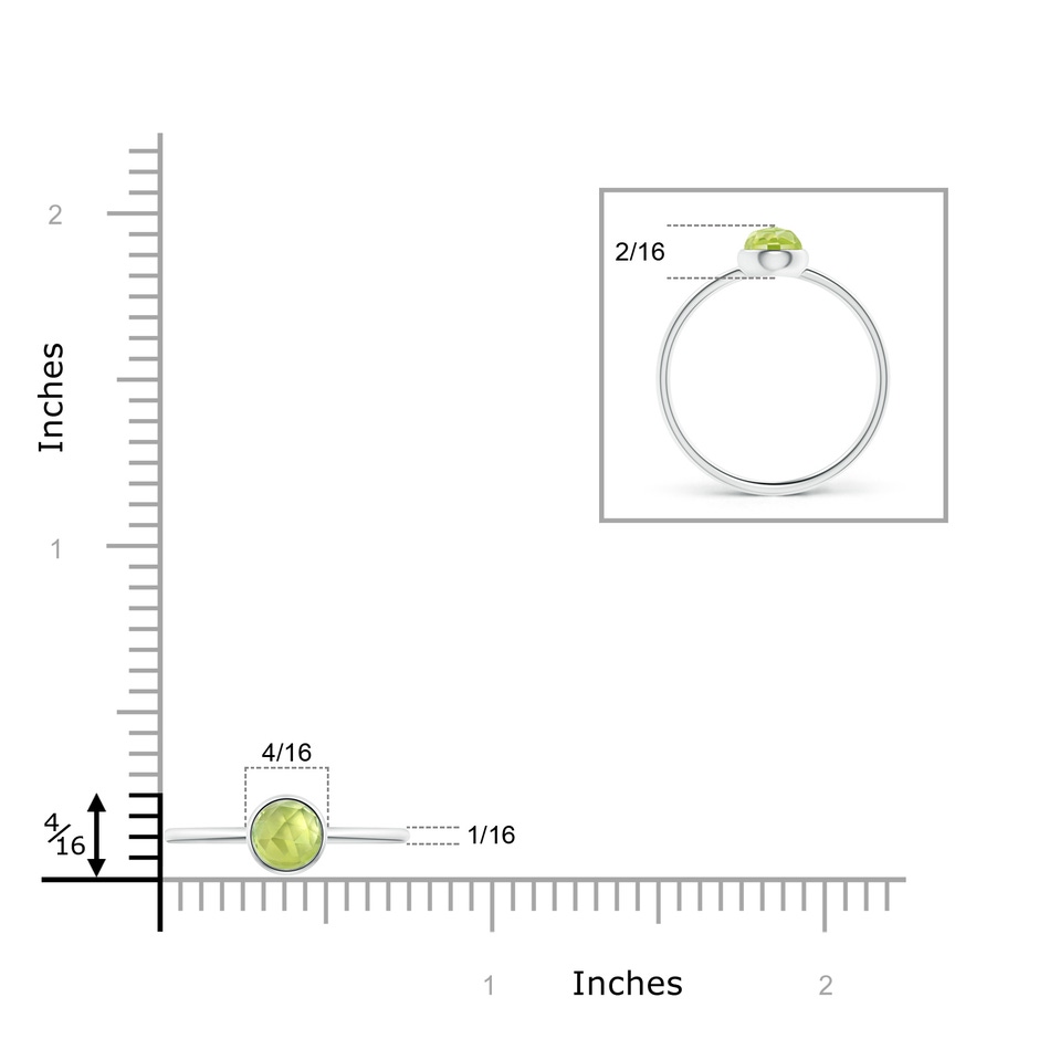 5mm AAA Bezel Set Round Peridot Stackable Ring in S999 Silver product image