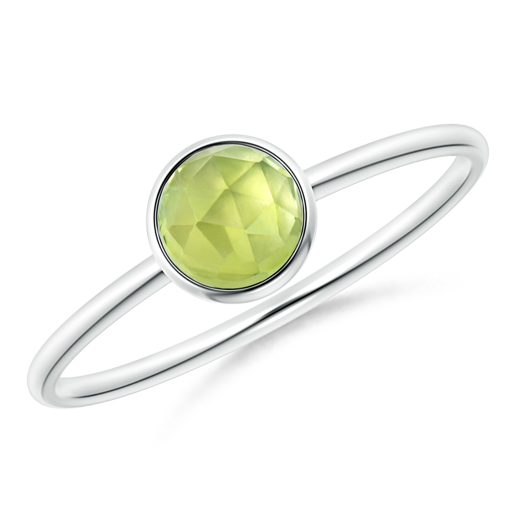5mm AAA Bezel Set Round Peridot Stackable Ring in White Gold