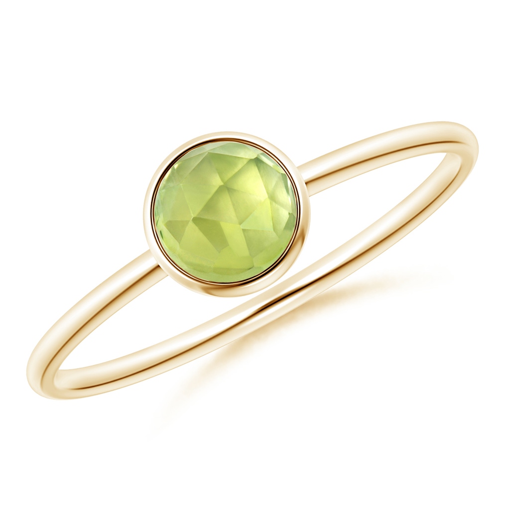 5mm AAA Bezel Set Round Peridot Stackable Ring in Yellow Gold