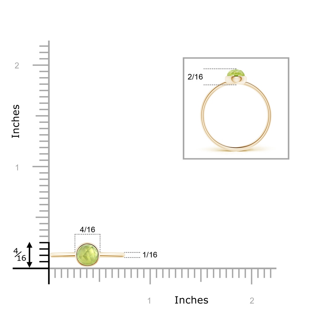 5mm AAA Bezel Set Round Peridot Stackable Ring in Yellow Gold Product Image