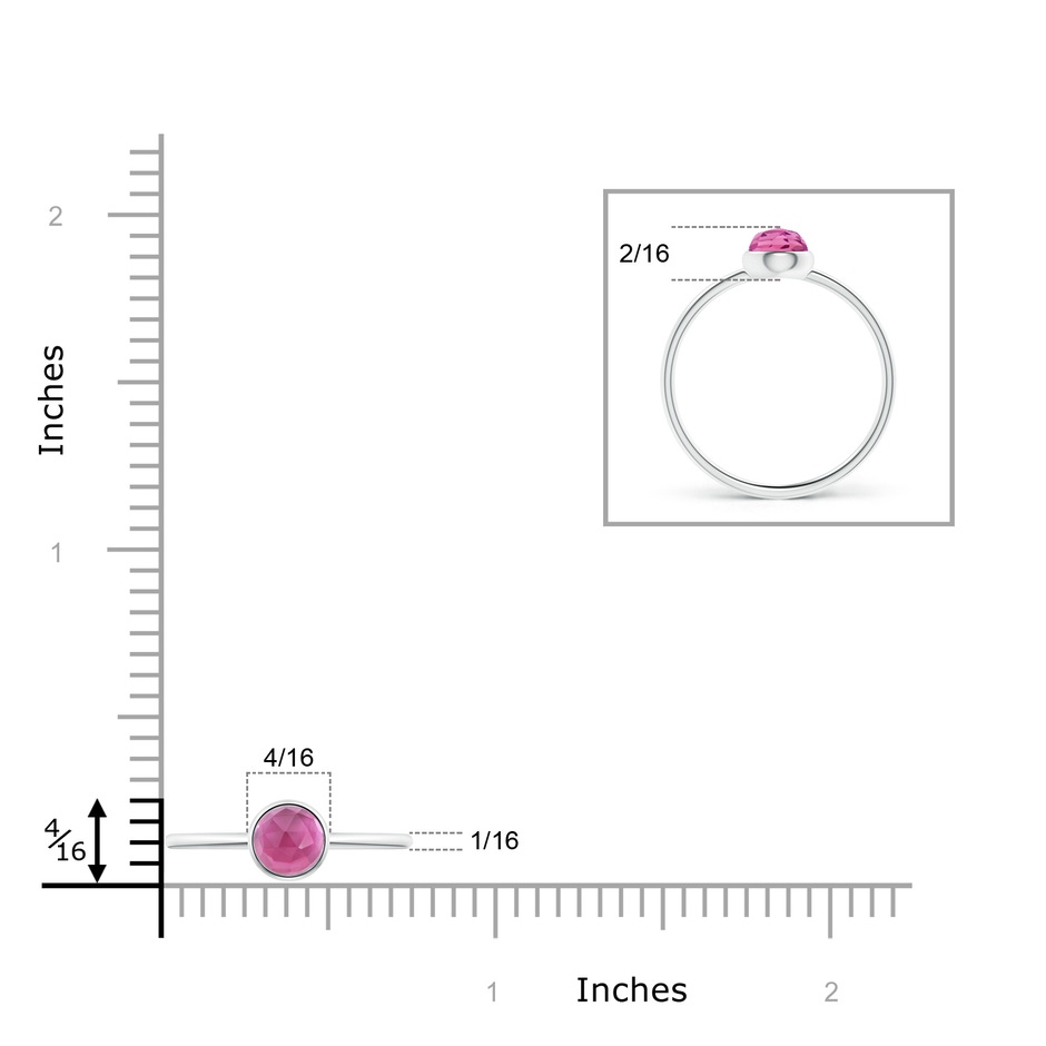5mm AAA Bezel Set Round Pink Tourmaline Stackable Ring in S999 Silver product image