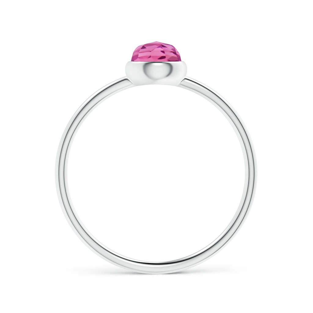 5mm AAA Bezel Set Round Pink Tourmaline Stackable Ring in White Gold Product Image
