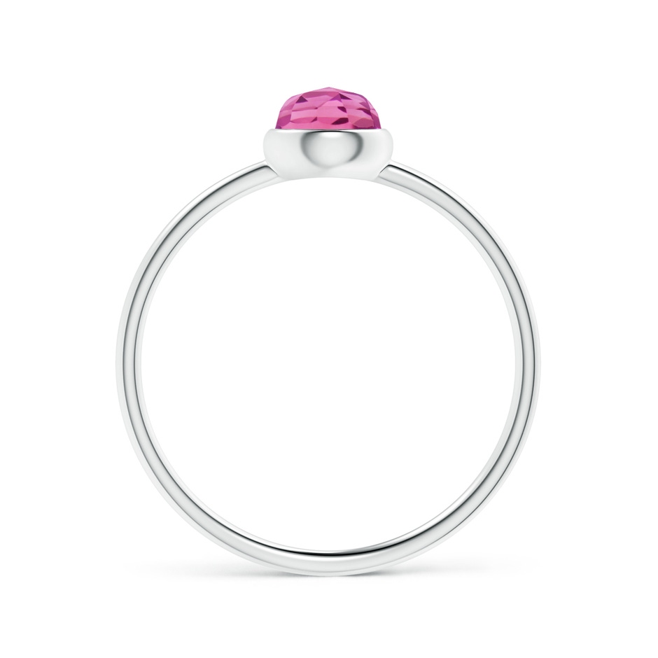 5mm AAA Bezel Set Round Pink Tourmaline Stackable Ring in White Gold product image