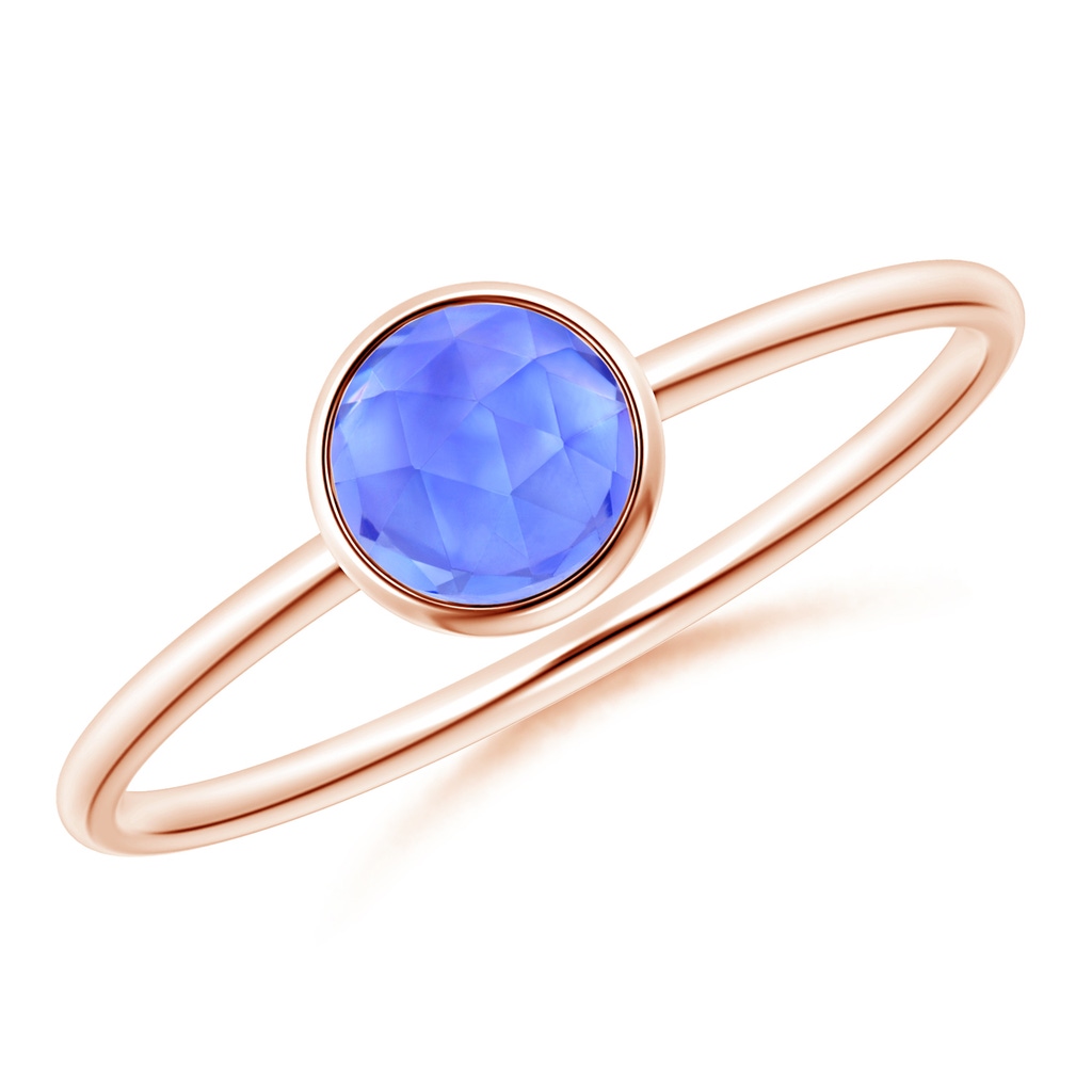 5mm AAA Bezel Set Round Tanzanite Stackable Ring in Rose Gold