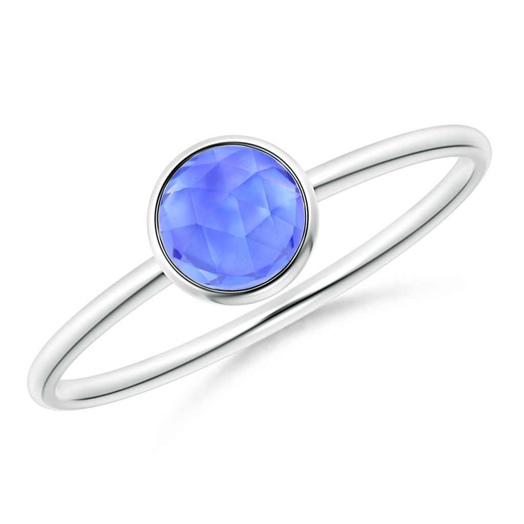5mm AAA Bezel Set Round Tanzanite Stackable Ring in S999 Silver