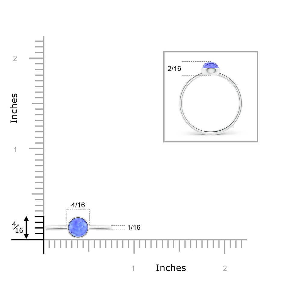 5mm AAA Bezel Set Round Tanzanite Stackable Ring in White Gold ruler