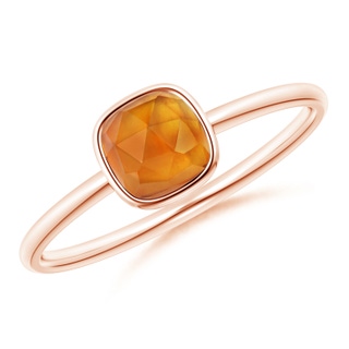 5mm AAA Bezel-Set Cushion Citrine Solitaire Ring in Rose Gold