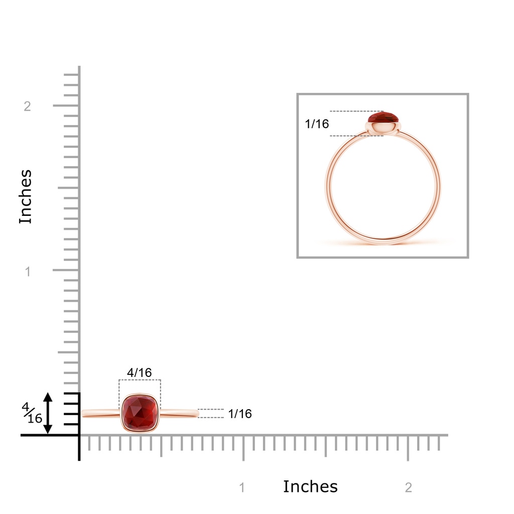 5mm AAA Bezel-Set Cushion Garnet Solitaire Ring in Rose Gold Product Image