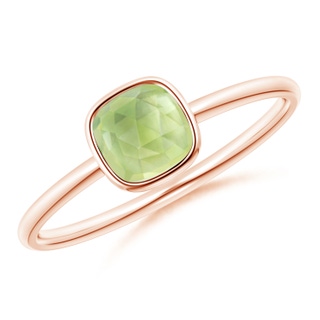 5mm AAA Bezel-Set Cushion Peridot Solitaire Ring in Rose Gold